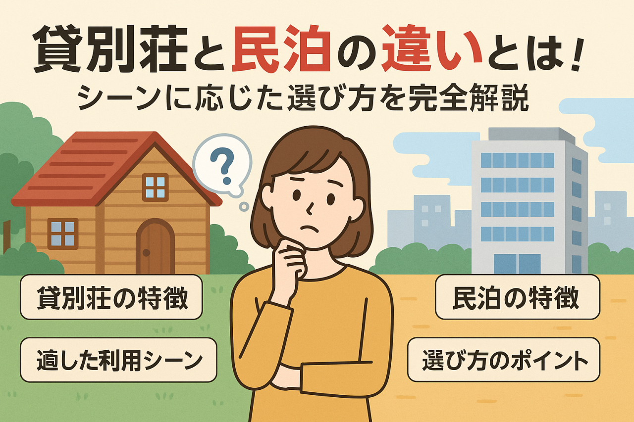 貸別荘と民泊の違いとは！利用シーン別に合った選び方ガイド